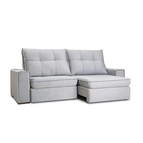 sofá 4 lugares retrátil e reclinável living versalhes veludo cinza 250 cm