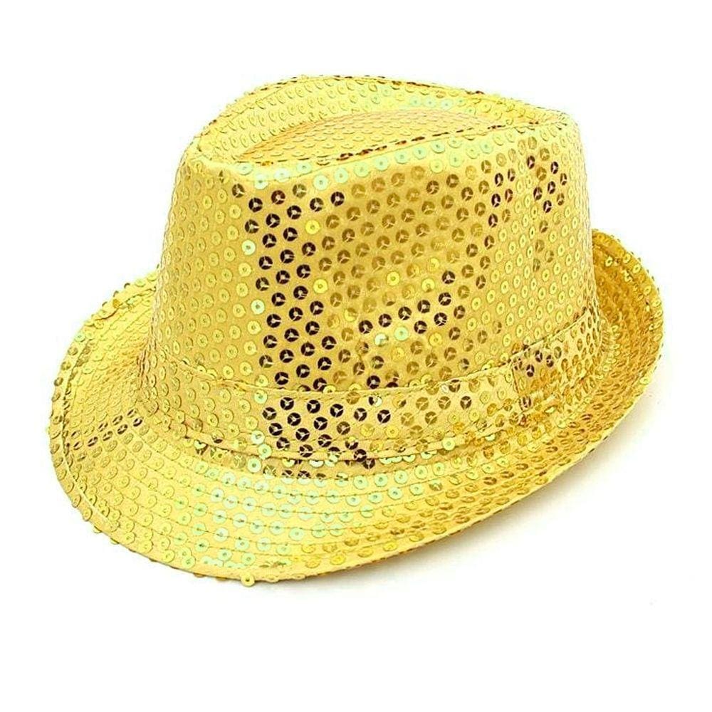 Chapéu Malandro Sambista Dourado com Lantejoulas