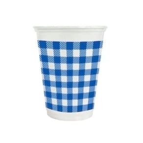 Copo de Plástico Xadrez Azul Escuro - 200mL - 25 Unidades