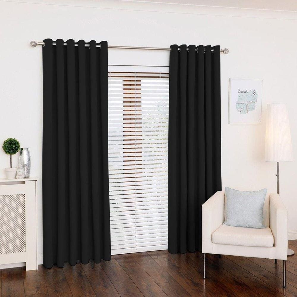 Cortina Lana Preta Oxford 300X250 Para Sala/Quarto