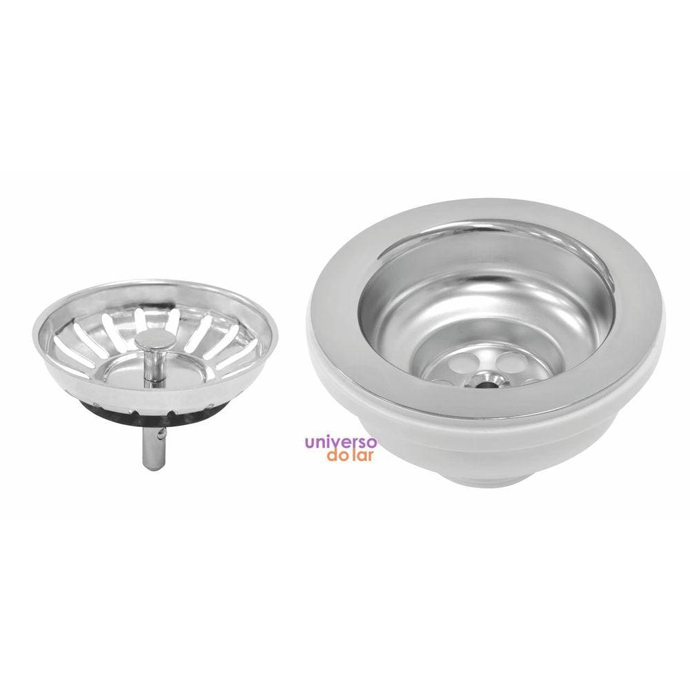 Válvula Tramontina Luxo para Pias e Cubas 4 1/2" sem Escape Aço Inox