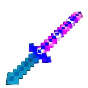 Brinquedo Espada Pixel Minecraft 58Cm Som E Luz - Azul Nº28