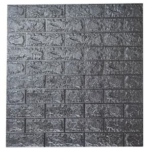 Kit 10 Placa Painel 3D Tijolo Preto Auto Adesivo 70 X 77 Cm