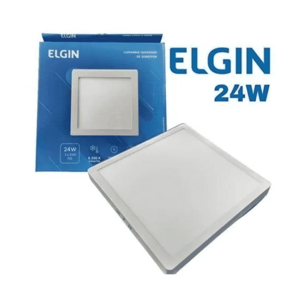 Plafon Painel Quadrado Sobrepor 24W Elgin Branco Frio 6500K