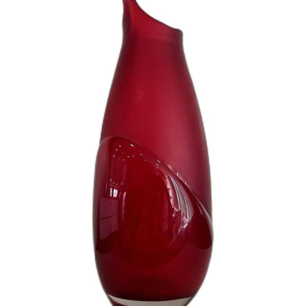 Vaso Murano Decorativo Vermelho Brilhante Com Fosco 40 X 15