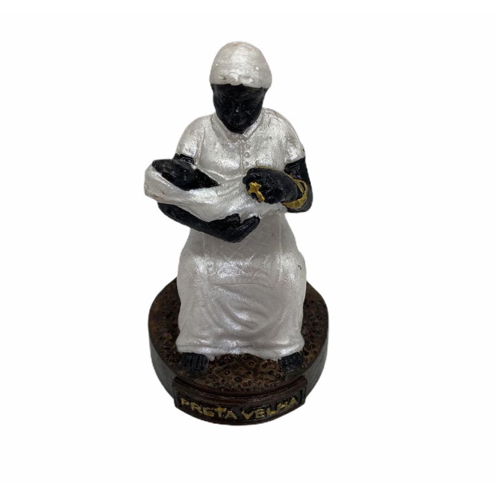 Escultura Preta Velha Em Resina 8 Cm