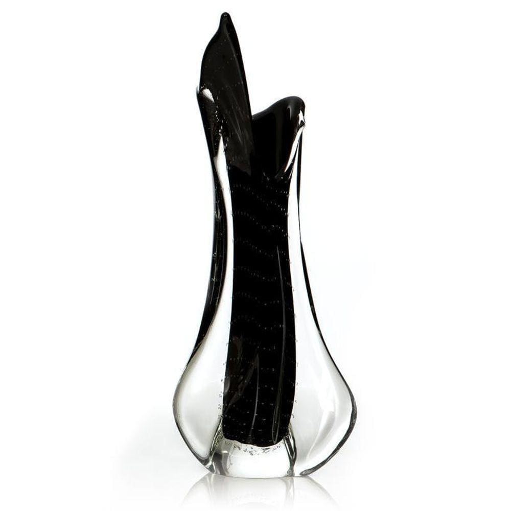 Vaso Em Cristal Murano Preto - São Marcos 54Cm