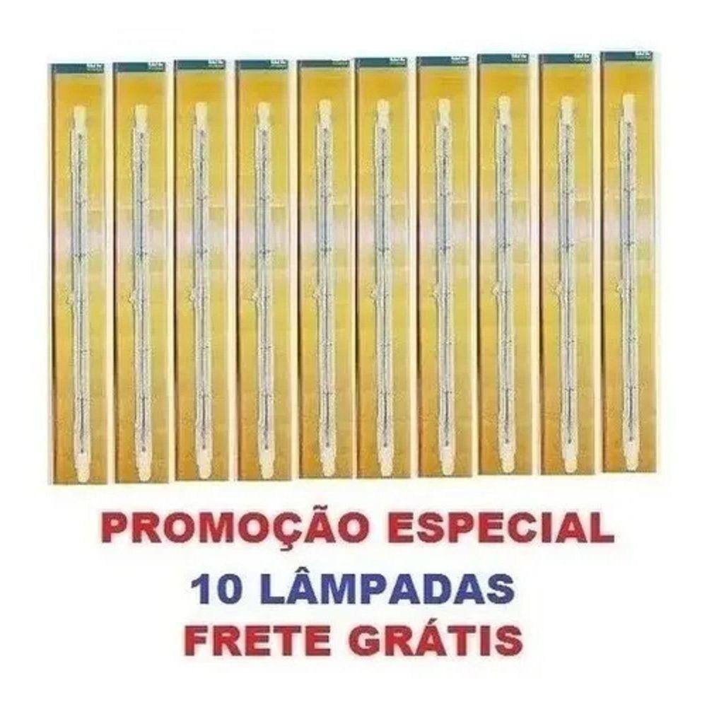 Lâmpada Palito Halógeno P/Cine Foto Ultraluz 127V/1000W 10Un