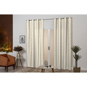Cortina Jacquard 4M X 2,50M Palha Sala Quarto Cozinha