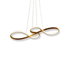 Lustre Luminaria Pendente Dourado Led 3000K Quente 50W 75Cm