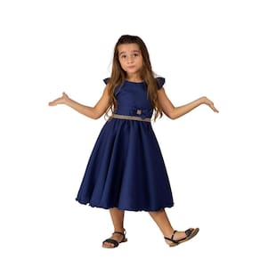 Vestido Casual Azul Marinho Infantil De Festa 15 Anos Liso