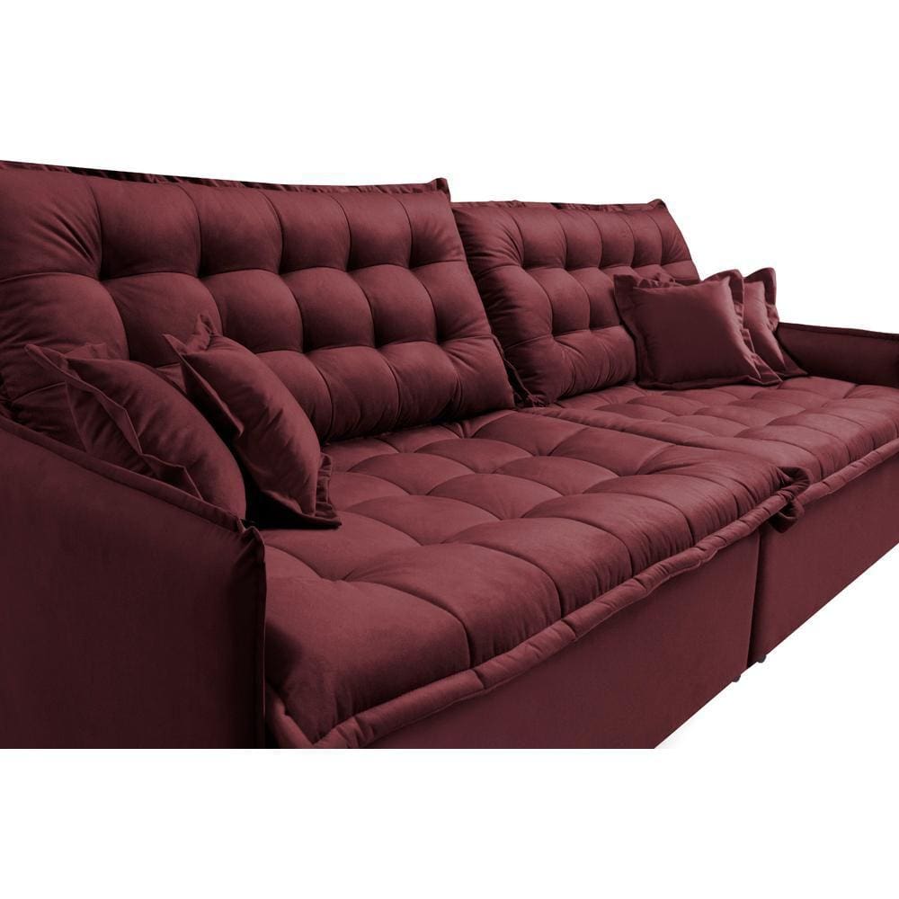 Sofá Sem Caixa Retrátil Reclinável 2,75m Cama inBox Versátil. com Pillow Top e Molas Velusoft