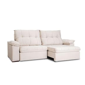 sofá 3 lugares retrátil e reclinável com usb living triton veludo marfim 230 cm