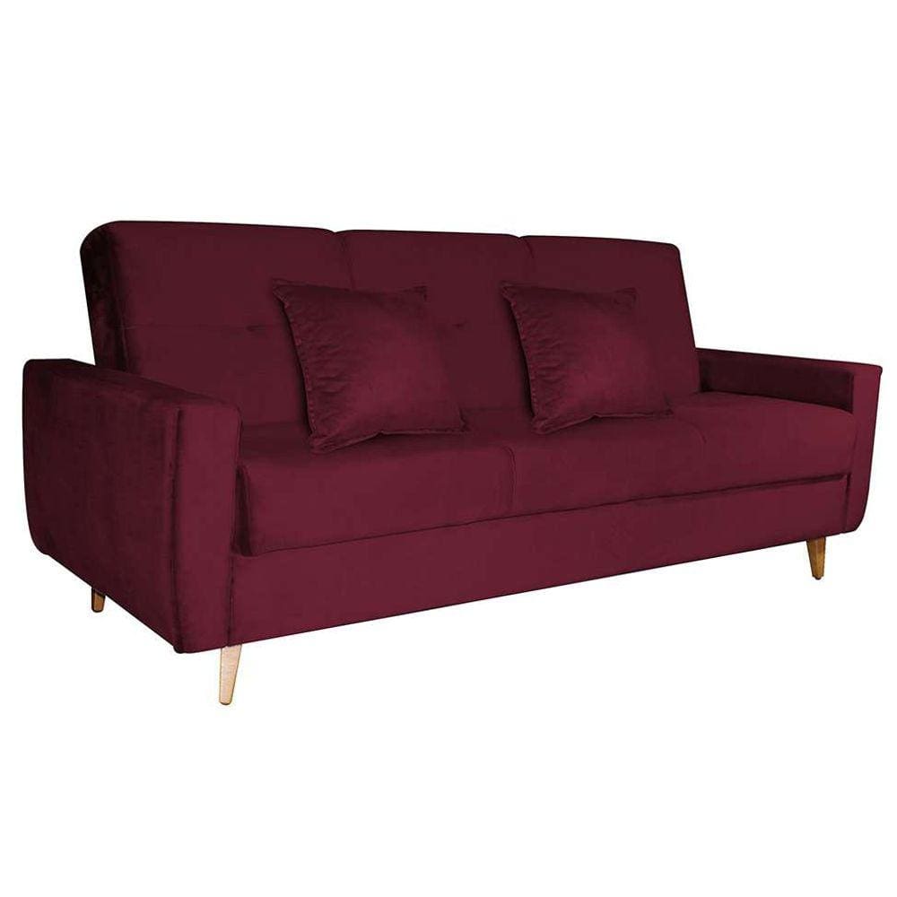 sofá-cama 3 lugares com baú paa veludo verho