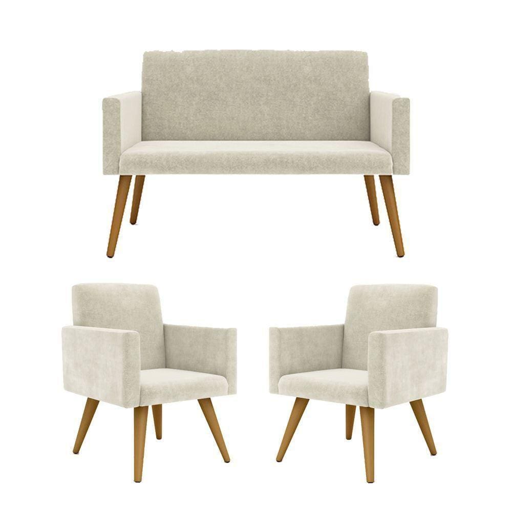 Kit Namoradeira 2 Lugares Reforçada + 2 Poltronas bege