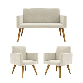 Kit Namoradeira 2 Lugares Reforçada + 2 Poltronas bege