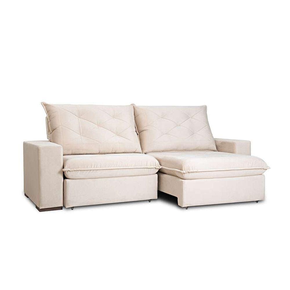 sofá 5 lugares retrátil e reclinável living premier veludo marfim 290 cm