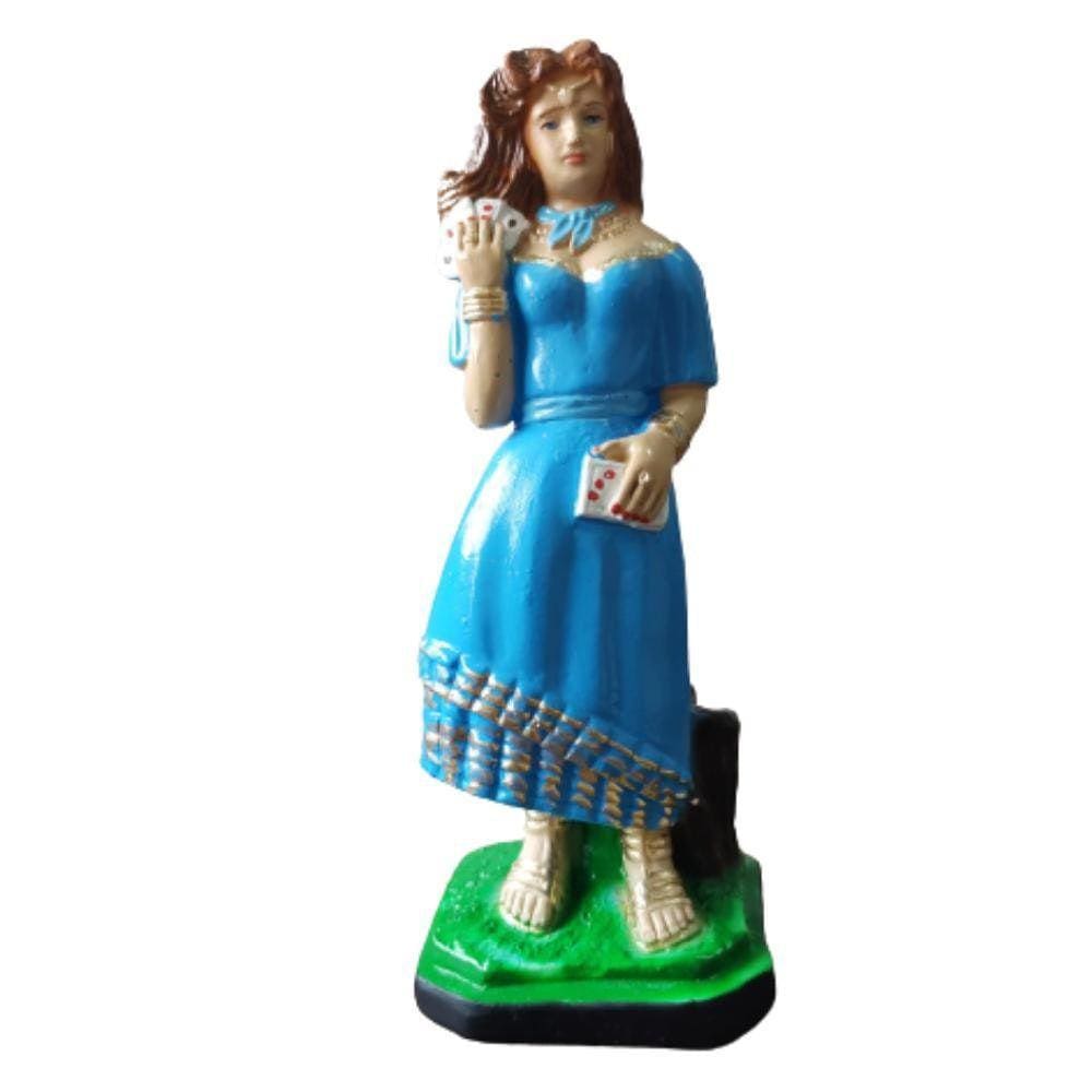 Estatua Imagem Cigana A Batizar Azul 20Cm Gesso Tiara