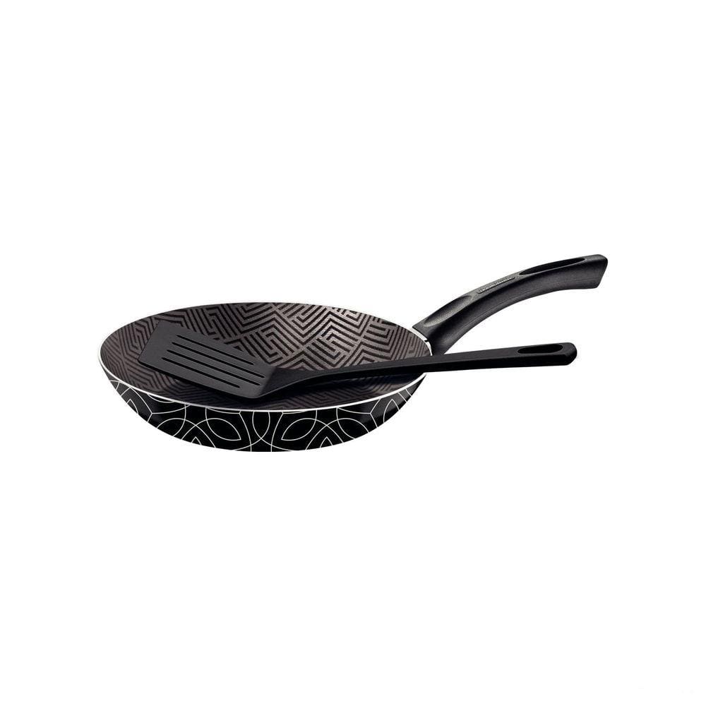 Frigideira Tramontina Paris Antiaderente Starflon Max e Externo Siliconado Preto com Espátula 30 cm Tramontina