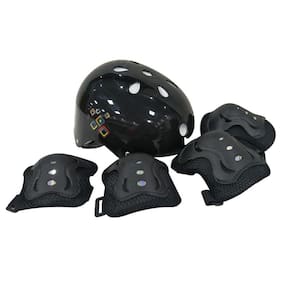 Kit Proteção Capacete Joelheira E Cotoveleira Preto Unitoys