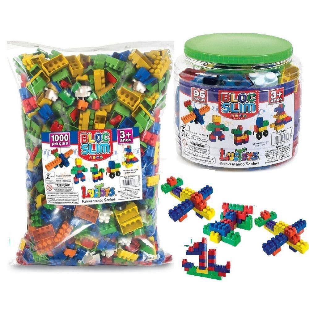 Kit Blocos De Montar Infantil 1000 Peças + 96 Peças Variadas