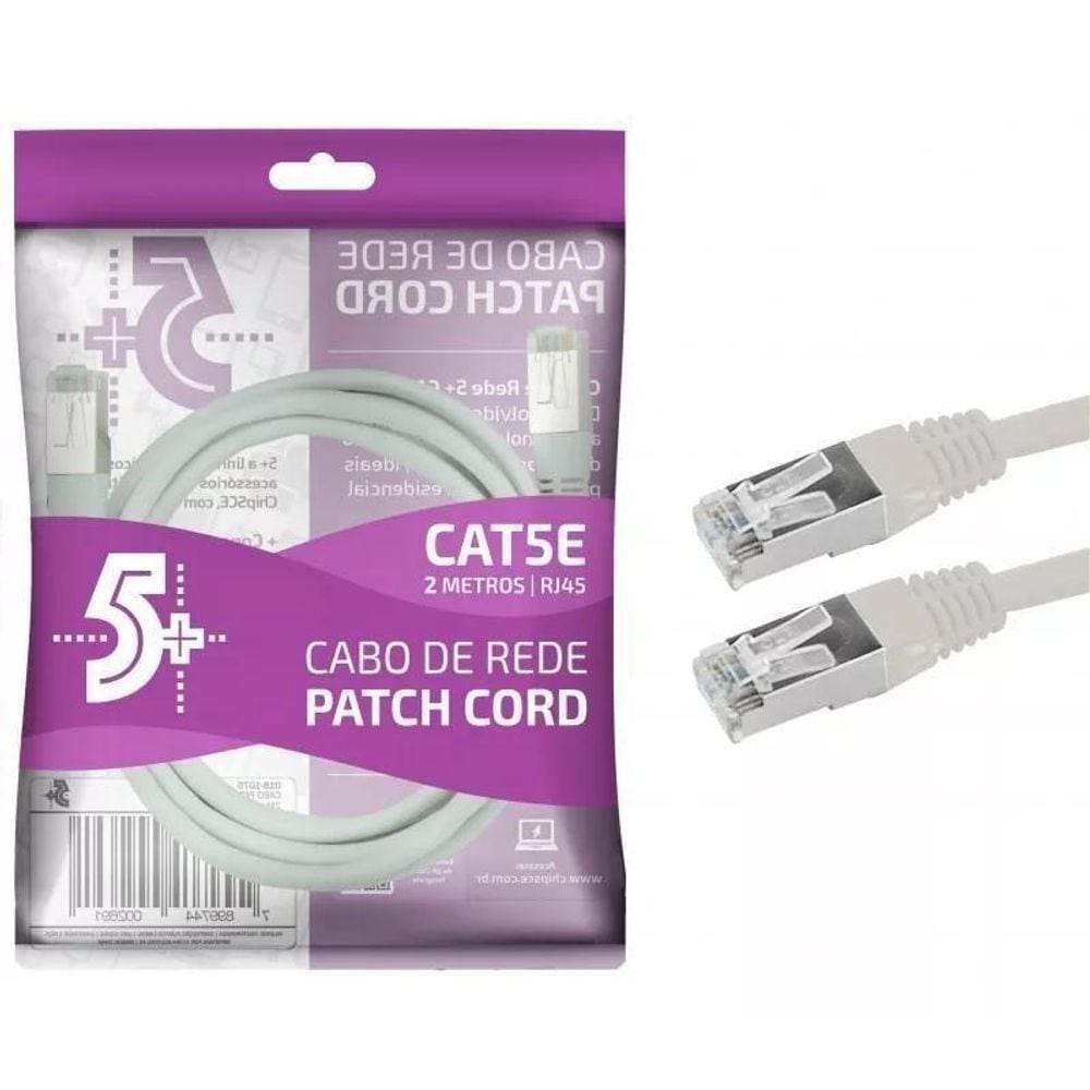 Cabo Patch Cord Cat5E Ftp Branco 2 Metros
