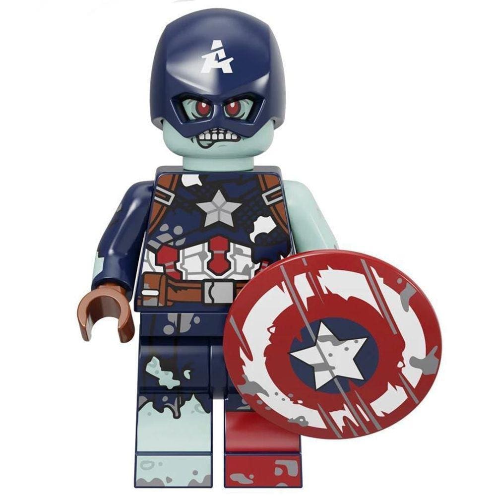 Boneco Bloco De Montar Zombie Captain America Marvel Heróis