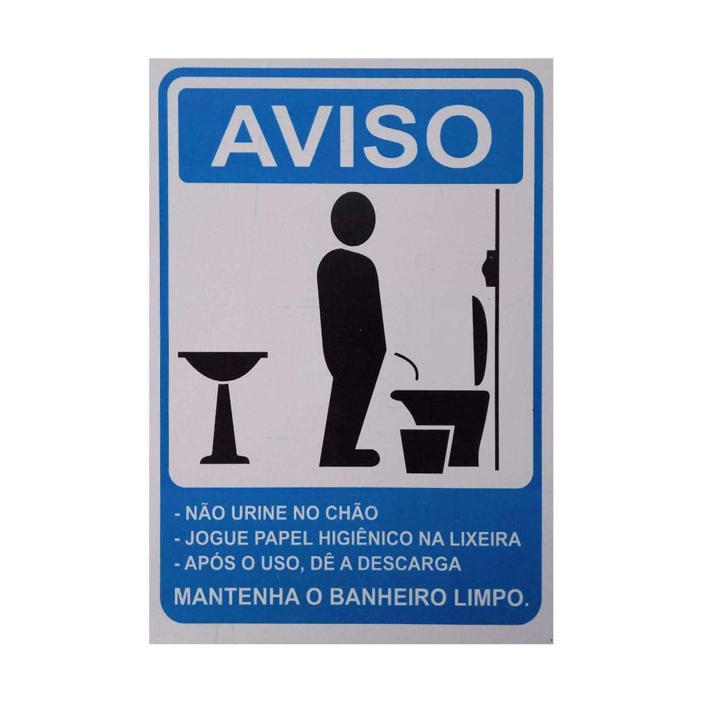 Placa Mantenha O Banheiro Limpo Masculino 15X20 - Ps02 F5E