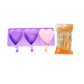 Forma De Silicone De Picolé De Coração Com 100 Palitos