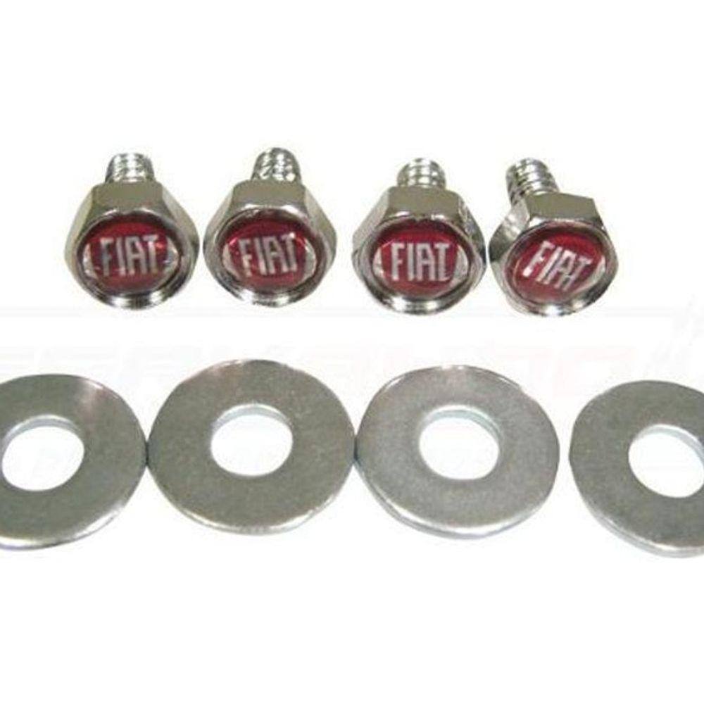 Parafusos De Placa Emblema Vermelho Fiat Palio Uno Mobi Argo