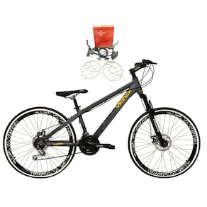 Bicicleta Aro 26 Vikingx Tuff  21v Alumínio Freio Hidráulico a Disco Aros Vmaxx Preto - Cinza