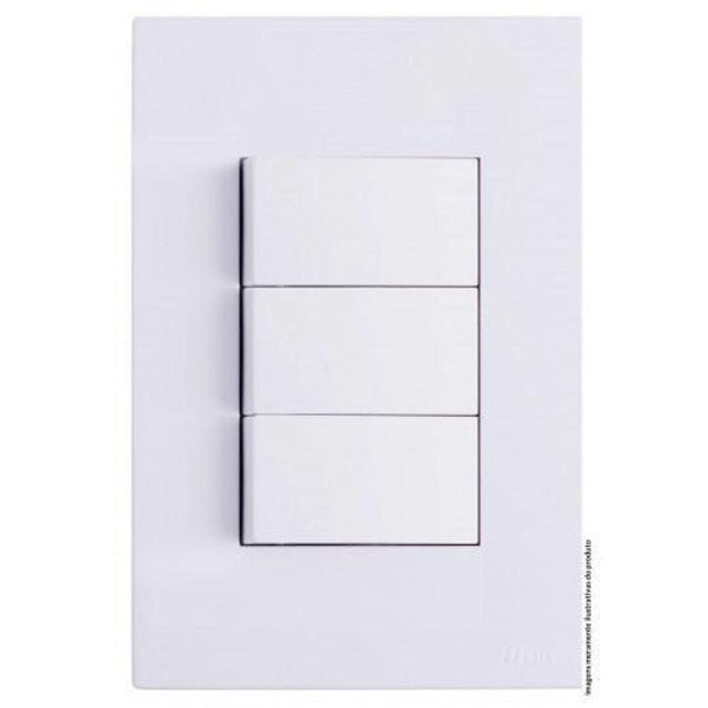 Conjunto Interruptor Triplo Simples 4X2 Branco Brg11036-1Br