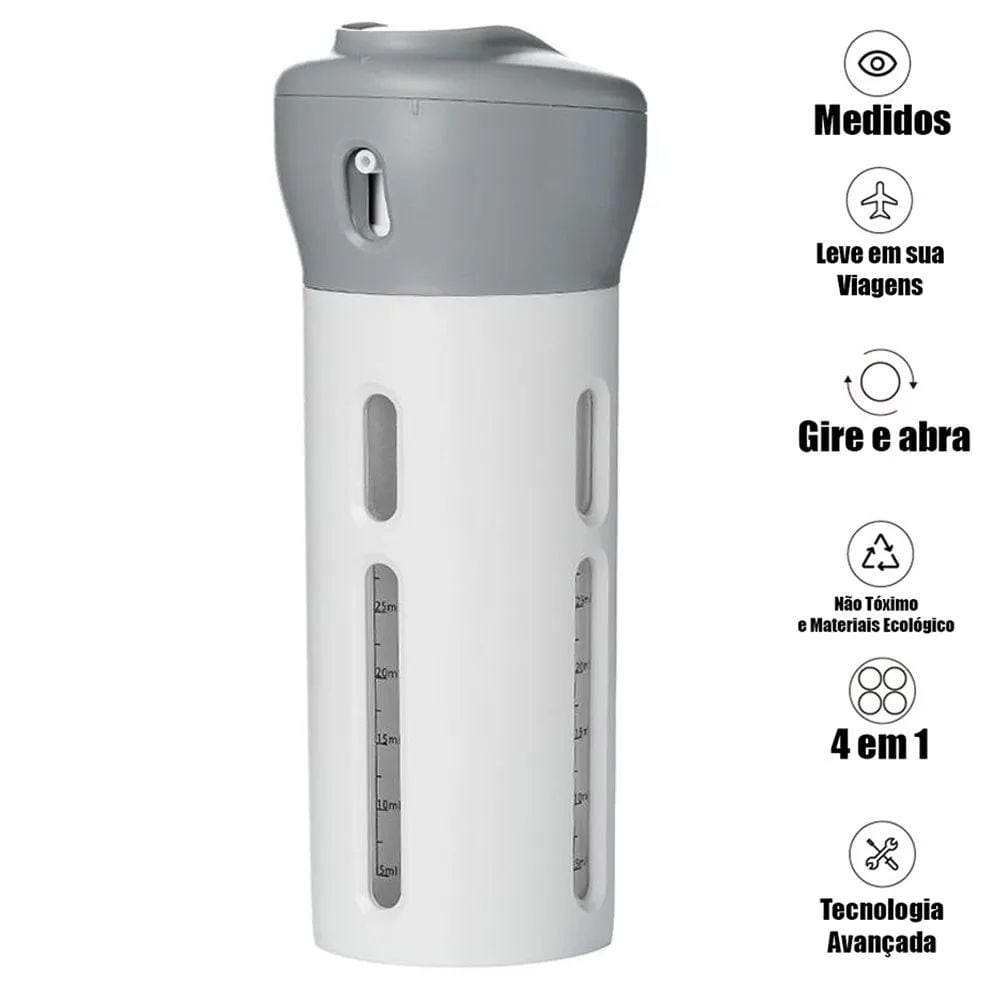 Dispenser Garrafa 4 Em 1 Loção Portátil Sabonete Liquido Shampoo Gel Cremes Viagens 4 Frascos de 30 ml Transporte facil