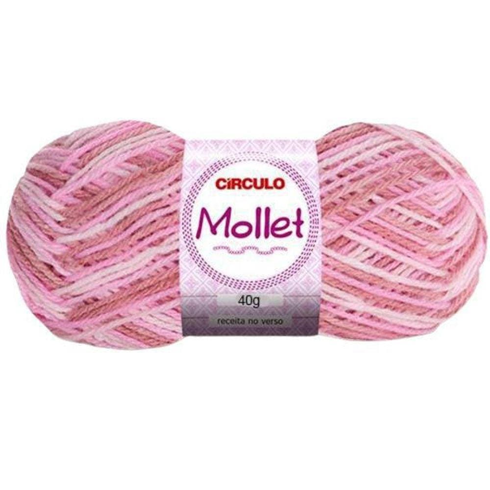 Lã Mollet Círculo Cor Rosa Mesclada 100g - 9373