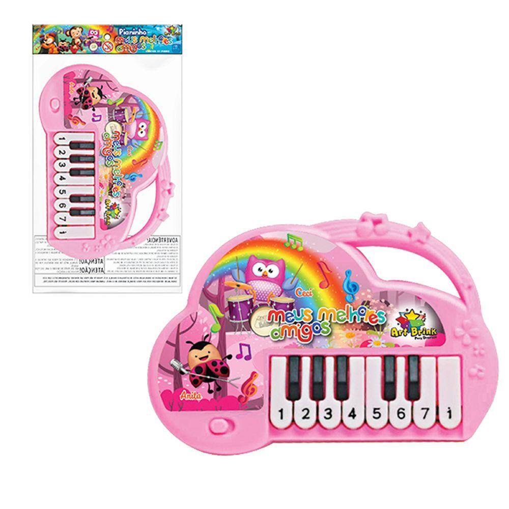 Teclado Piano Musical Bebê Brinquedo Infantil Divertido Rosa