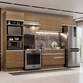 Cozinha Completa Madesa Glamy 350001 com Armário e Balcão (Sem Tampo e Pia) - Rustic