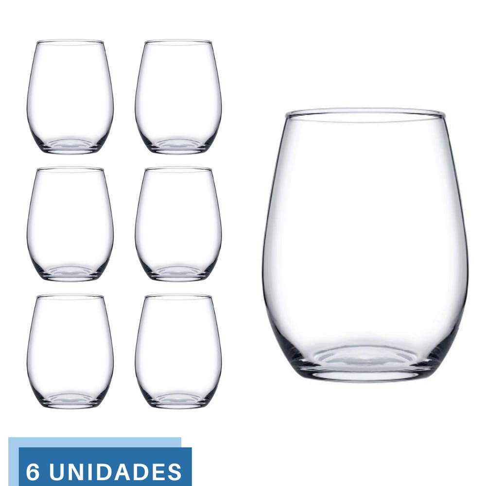 kit 6 Copos Vidro Transparente Redondo 440ml Amber Pasabahçe