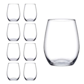 Jogo Copo Vidro Redondo Transparente Amber Duravel 440ml 8Un