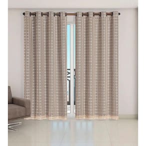 Cortina Voil Xadrez Sala, Quarto E Cozinha 6,00 X 2,80 Avelã