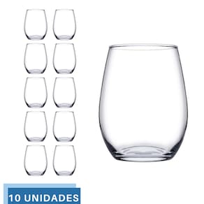 10 Copos de Vidro Transparente Redondo 440ml Amber Pasabahçe