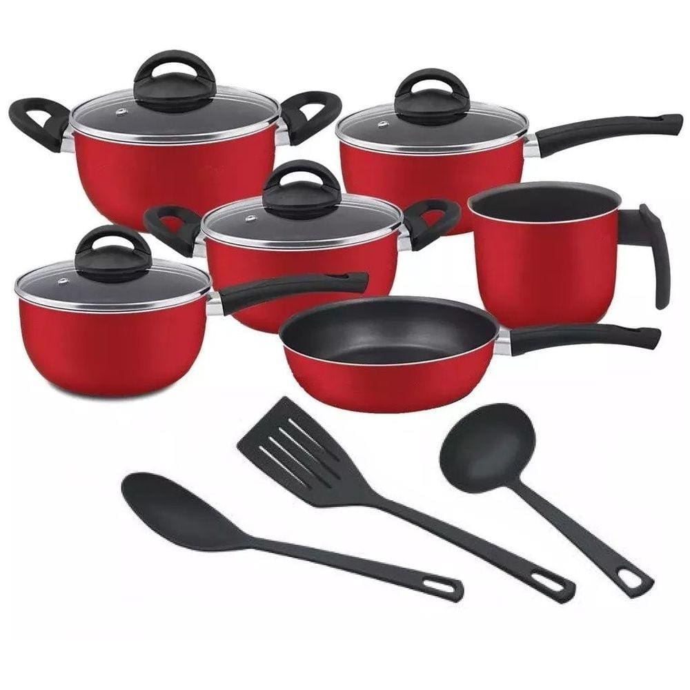 Conjunto de Panelas Antiaderente 9 peças Vermelho Marpal