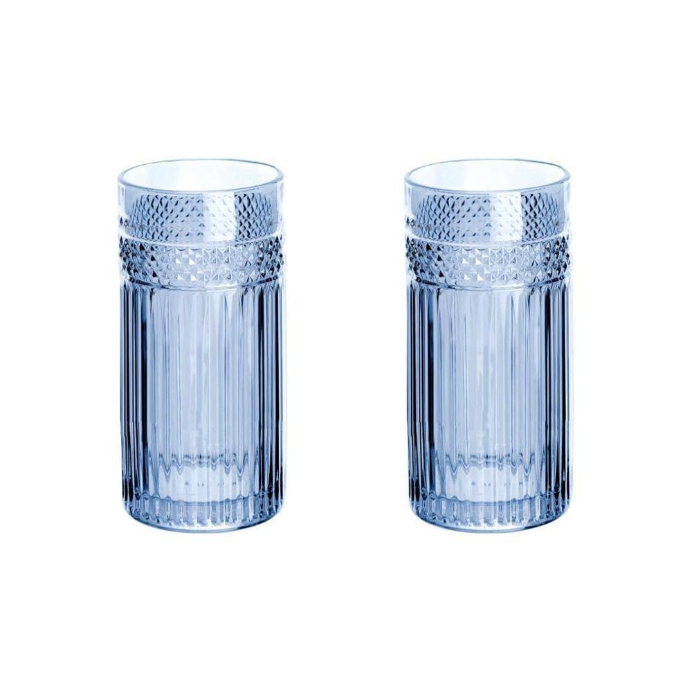 Jogo 2 Copos Vidro Água 360 Ml Azul Linha Palace L`Hermitage