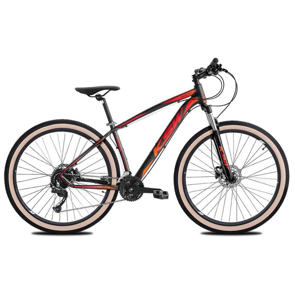 Bicicleta aro 29 KSW 27v Freio Hidráulico C/ K7 e Susp Trava