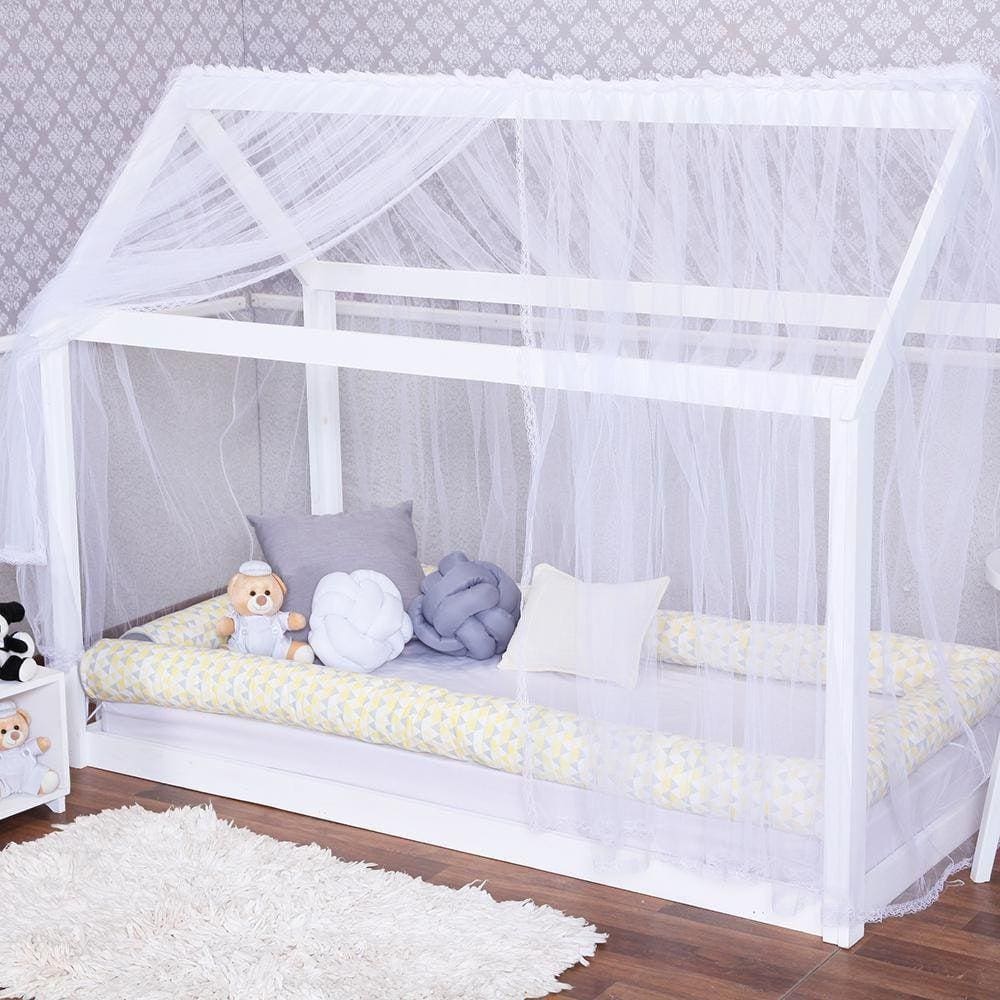 Mosquiteiro Para Cama Montessoriana Tule Branco 2,00 X 1,70