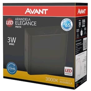 Avant Arandela Led Elegance 3000K 3W Ip65 Preta 181780573 Due