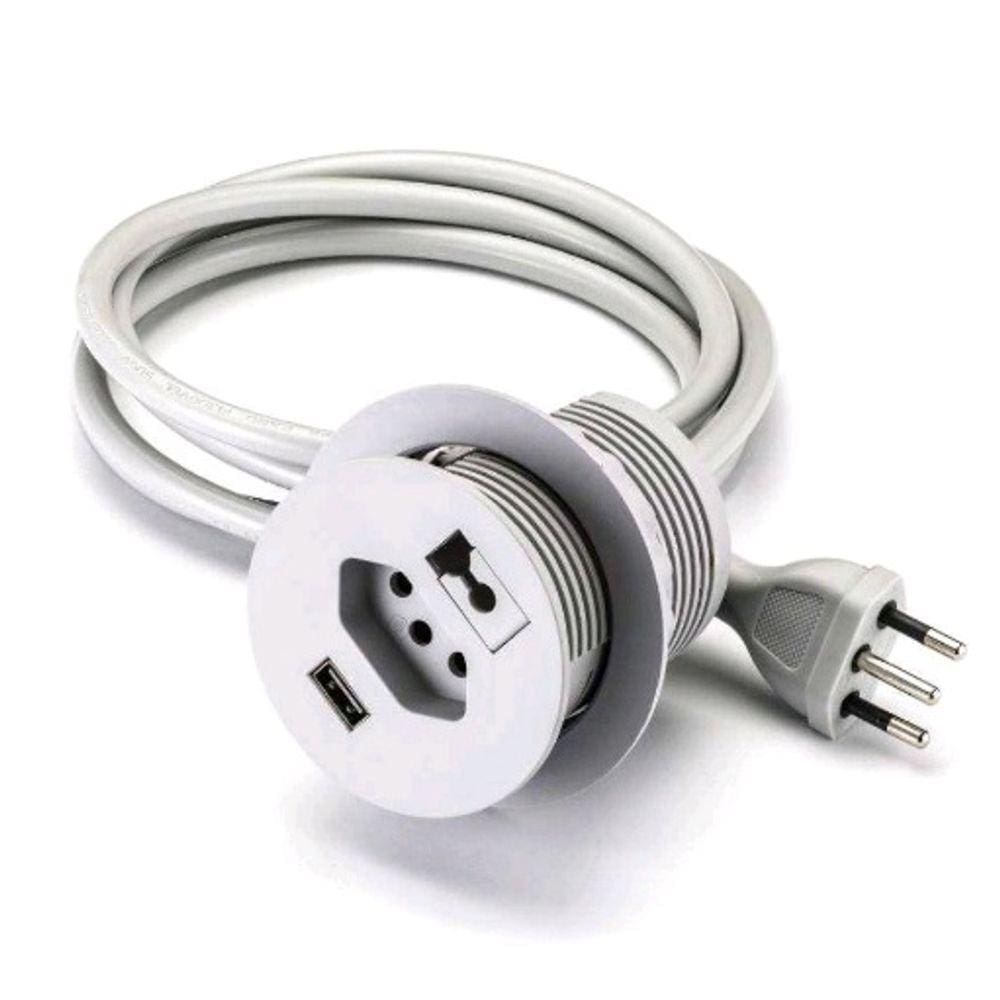 Pix Tomada De Embutir 2P+T + 1 Usb + Passa Fio 3.650.4350