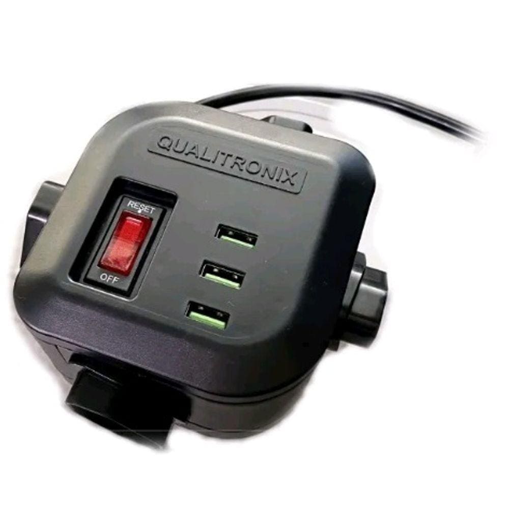 Qualitronix Filtro Linha 8 Tomadas + 3 Usb Preto C/ Cabo Qcfl8-Cpusb