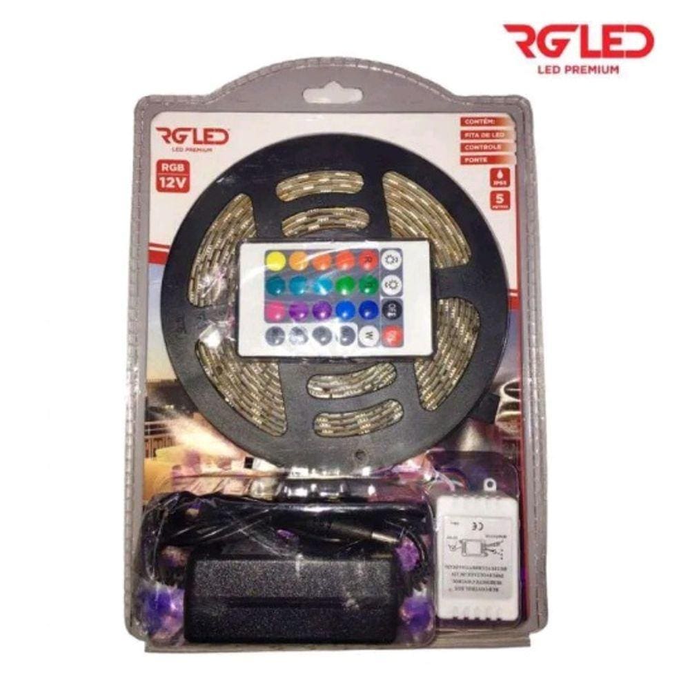 Rg Kit Fita De Led 12V Rgb C/ Controle + Fonte 5 Metros