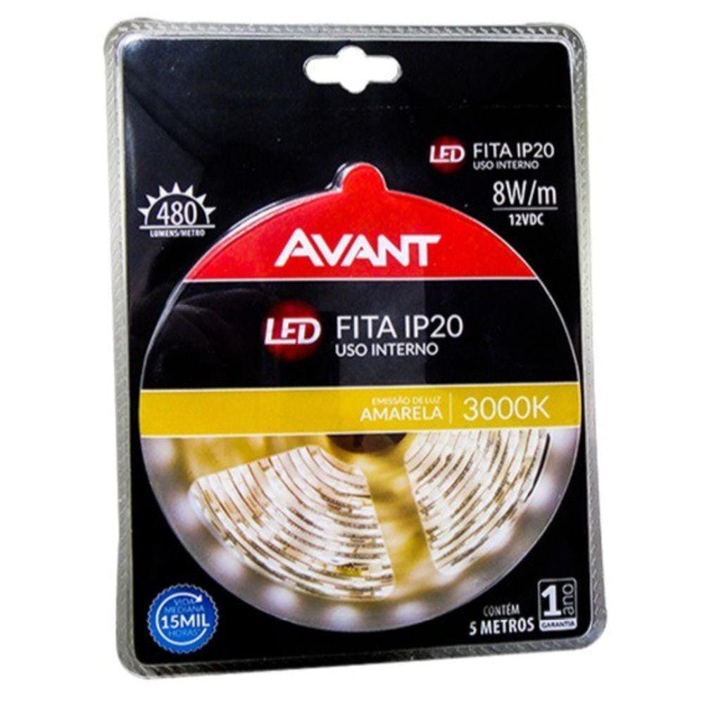 Avant Fita Led Ip20 8W/M 3000K 12V Amarela C/ 5M - Bivolt
