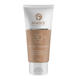 Protetor Solar Facial Com Base Média 30 Fps Anasol - Hipoalérgico Não Comedogênico Oil Free Toque Seco